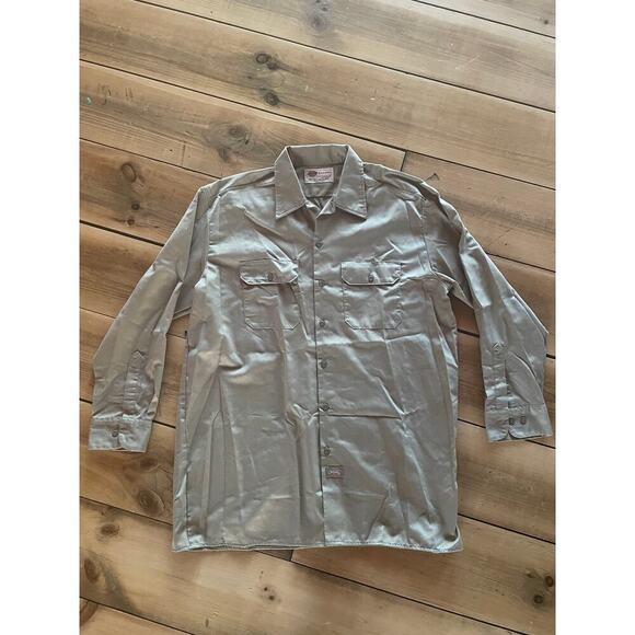 Dickies Men's Xtra Large Tan Button Down Work Shirt. Long Sleeve - Picture 1 of 3